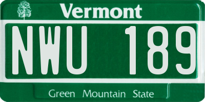 VT license plate NWU189