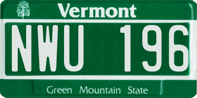 VT license plate NWU196