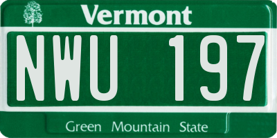 VT license plate NWU197