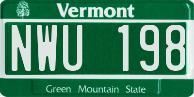 VT license plate NWU198