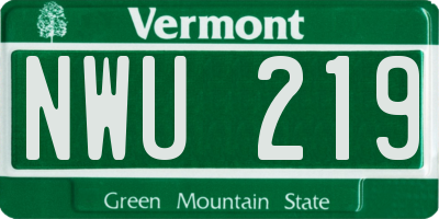 VT license plate NWU219