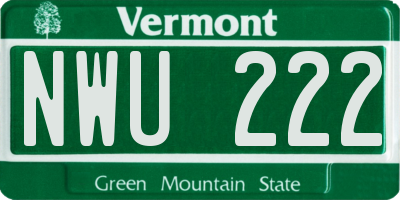 VT license plate NWU222