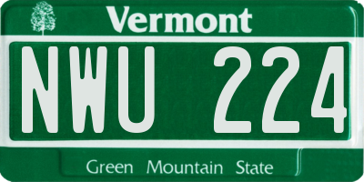 VT license plate NWU224