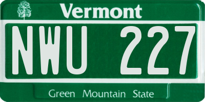 VT license plate NWU227