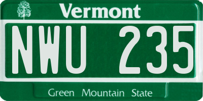 VT license plate NWU235