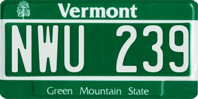 VT license plate NWU239