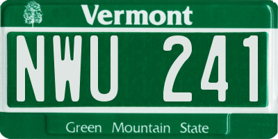 VT license plate NWU241