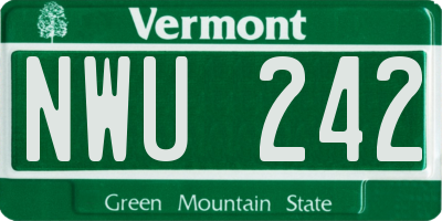 VT license plate NWU242