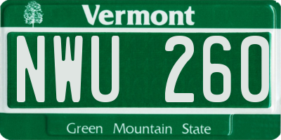 VT license plate NWU260