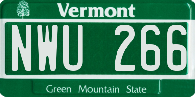 VT license plate NWU266