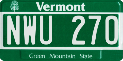 VT license plate NWU270