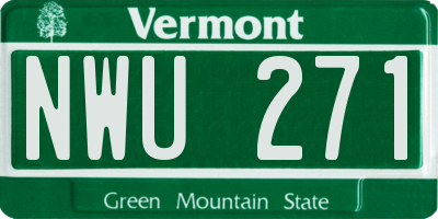 VT license plate NWU271