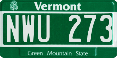 VT license plate NWU273