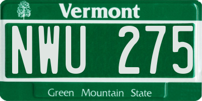 VT license plate NWU275