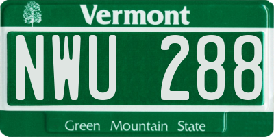 VT license plate NWU288