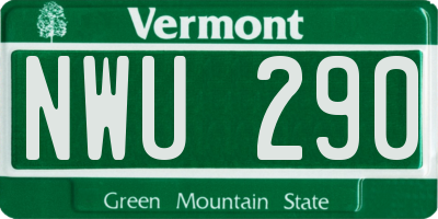VT license plate NWU290