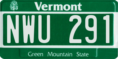 VT license plate NWU291