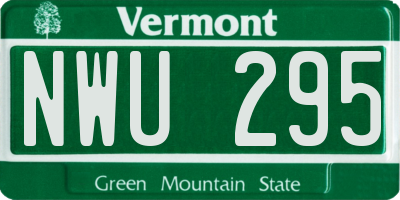 VT license plate NWU295