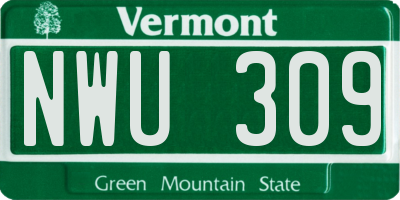 VT license plate NWU309