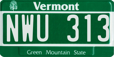 VT license plate NWU313