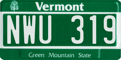 VT license plate NWU319