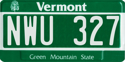 VT license plate NWU327