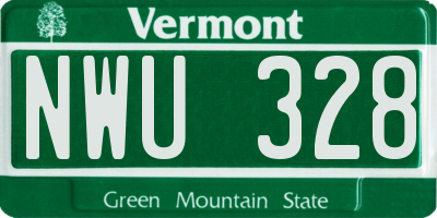 VT license plate NWU328