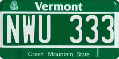 VT license plate NWU333