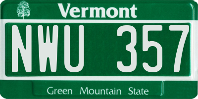 VT license plate NWU357