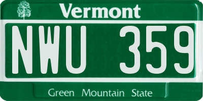 VT license plate NWU359