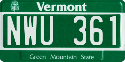 VT license plate NWU361