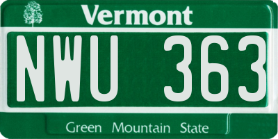 VT license plate NWU363