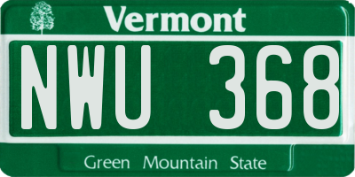 VT license plate NWU368