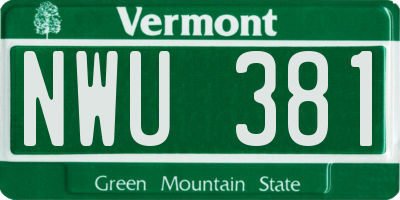 VT license plate NWU381