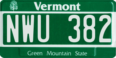 VT license plate NWU382