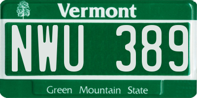 VT license plate NWU389