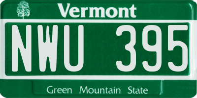 VT license plate NWU395