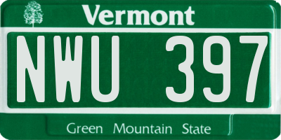 VT license plate NWU397