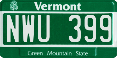 VT license plate NWU399