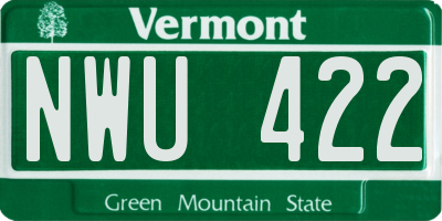 VT license plate NWU422