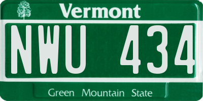 VT license plate NWU434