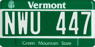 VT license plate NWU447