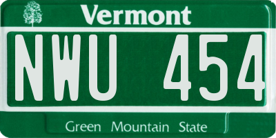 VT license plate NWU454