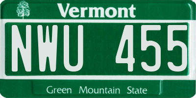 VT license plate NWU455