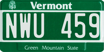 VT license plate NWU459