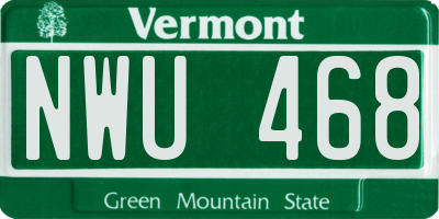 VT license plate NWU468