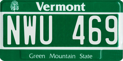 VT license plate NWU469