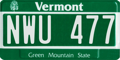 VT license plate NWU477
