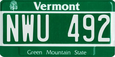 VT license plate NWU492