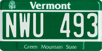 VT license plate NWU493